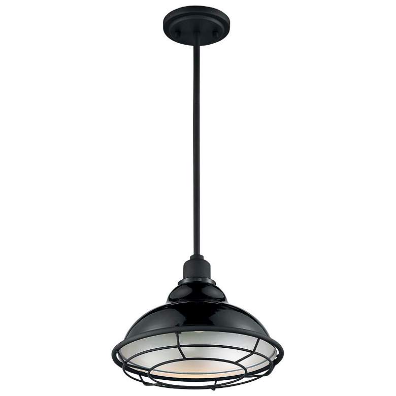 Image 3 Newbridge 12" Wide Gloss Black and Silver Mini Pendant more views