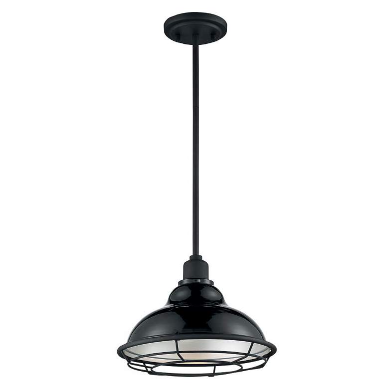 Image 4 Newbridge 12" Wide Gloss Black and Silver Mini Pendant more views