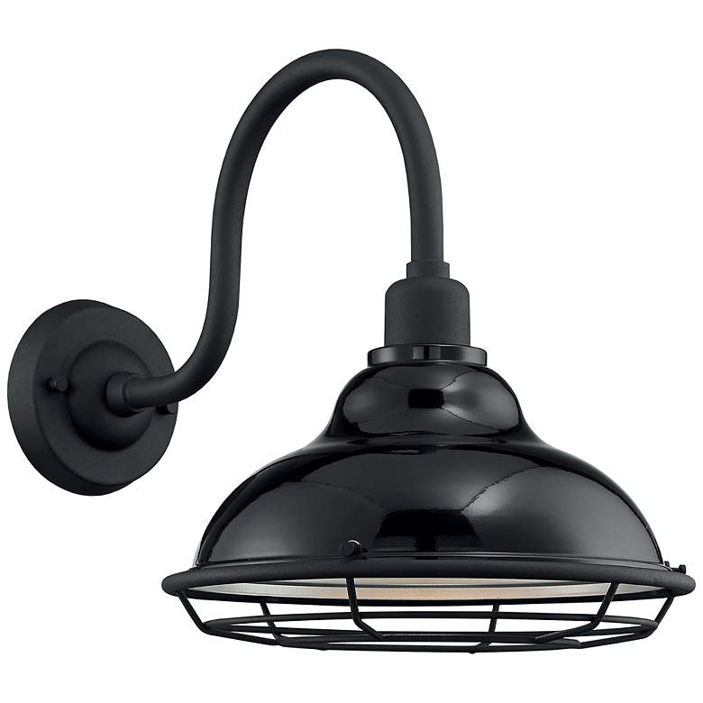 Image 1 Newbridge 14 1/4" High Gloss Black Outdoor Wall Light
