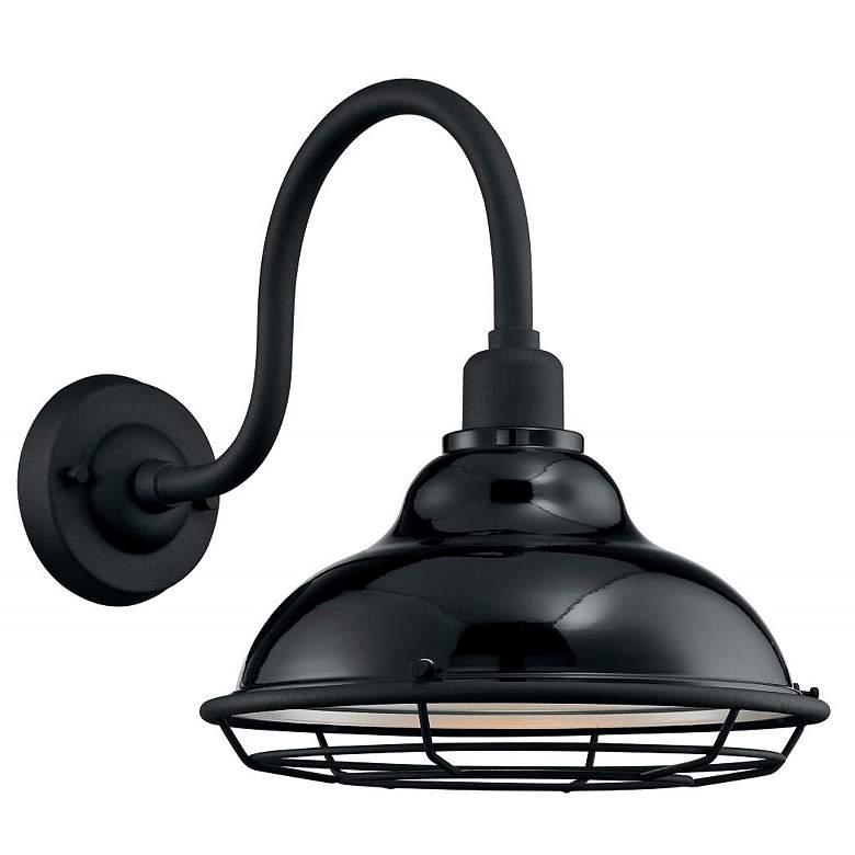 Image 3 Newbridge 14 1/4" High Gloss Black Outdoor Wall Light more views