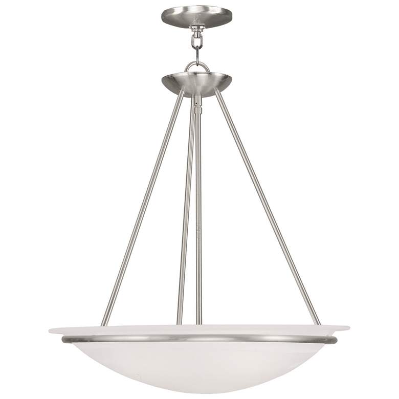 Image 2 Newburgh 20-in Brushed Nickel Single Alabaster Glass Bowl Pendant