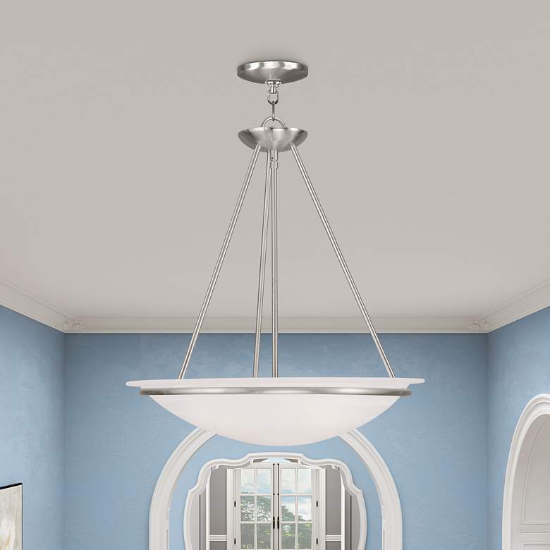 Image 4 Newburgh 20-in Brushed Nickel Single Alabaster Glass Bowl Pendant more views