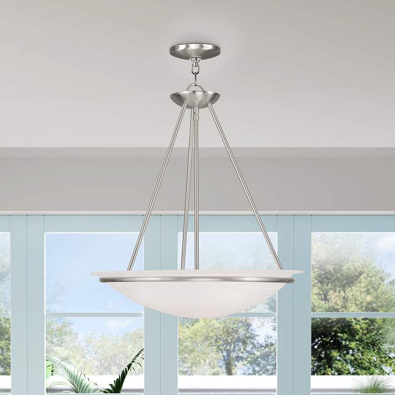 Image 7 Newburgh 20-in Brushed Nickel Single Alabaster Glass Bowl Pendant more views