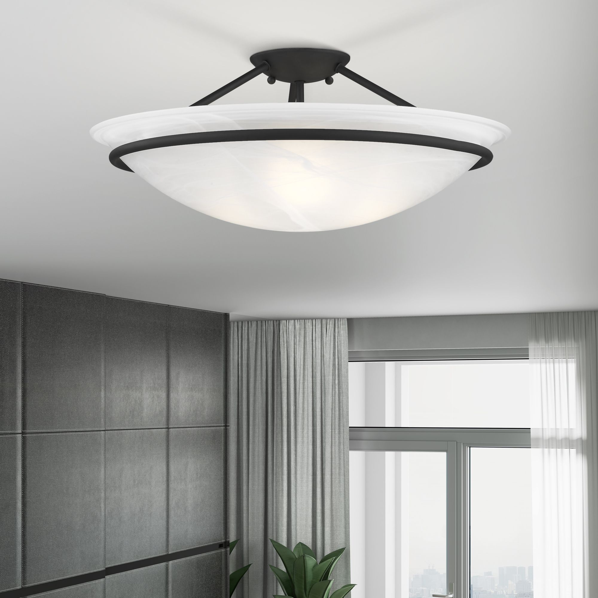 Newburgh 20" Wide Black Bowl Ceiling Light in scene