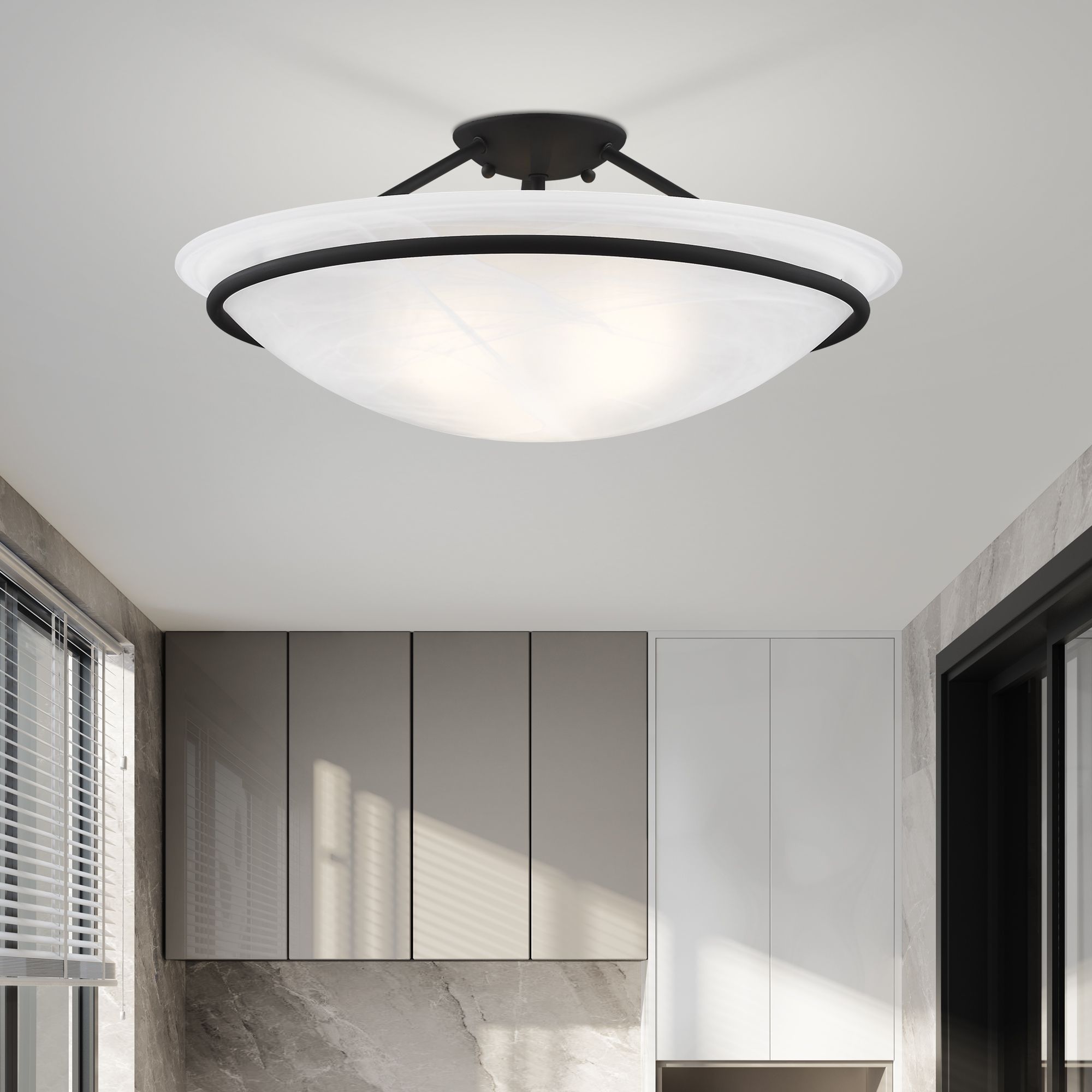 Newburgh 20" Wide Black Bowl Ceiling Light in scene