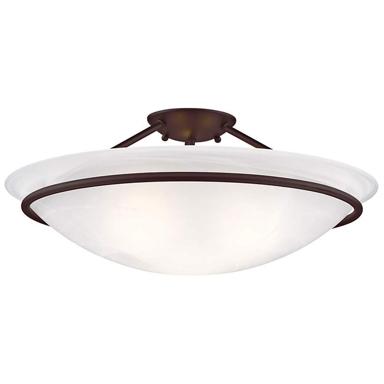 Image 6 Newburgh 20" Wide Bronze Ceiling Light with Alabaster Glass more views