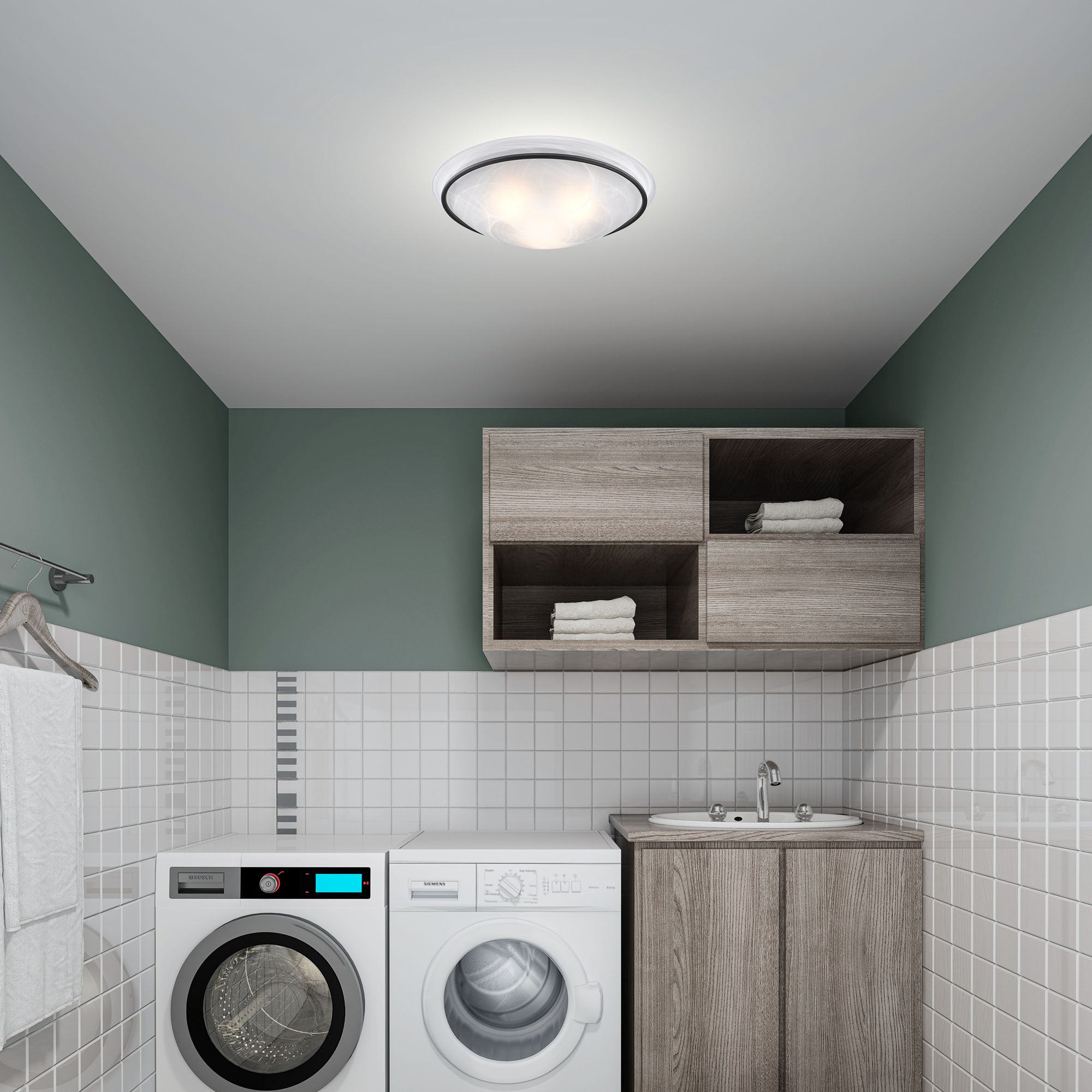 Newburgh 20" Wide Bronze Ceiling Light with Alabaster Glass in scene