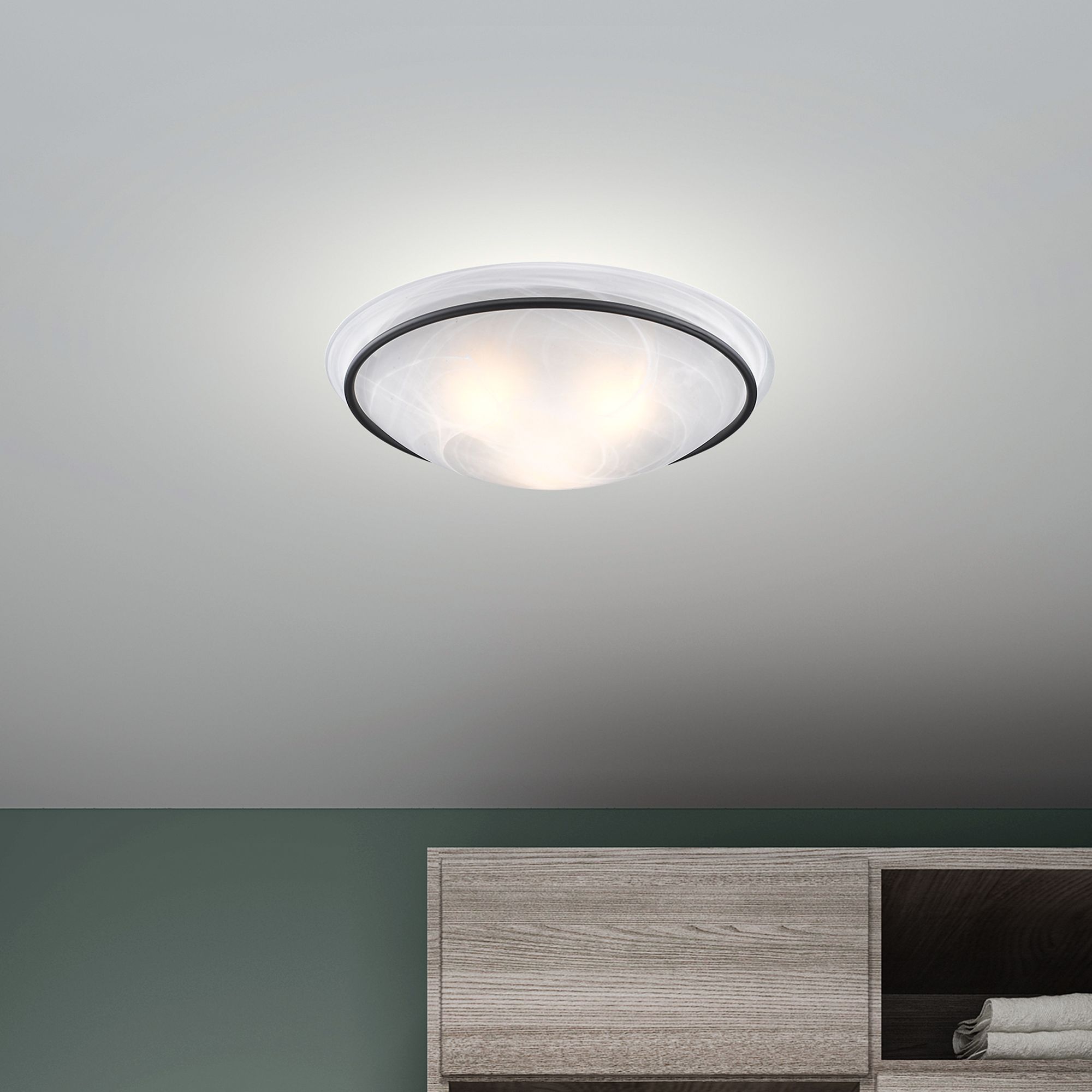 Newburgh 20" Wide Bronze Ceiling Light with Alabaster Glass in scene