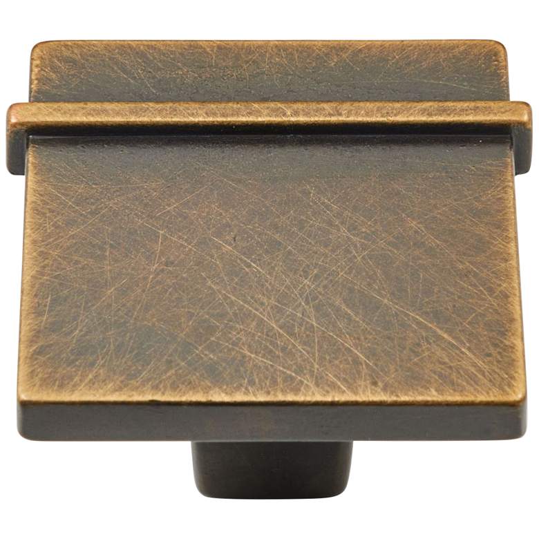 Image 1 Newbury Brushed English 1 1/4" Wide Square Cabinet Knob