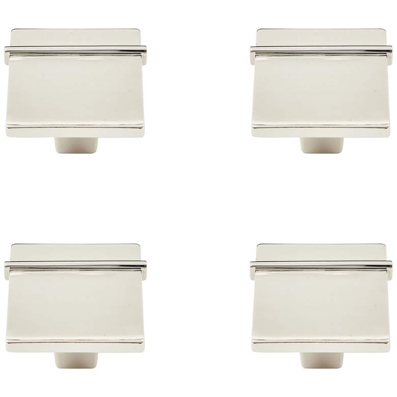 Image 1 Newbury Polished Nickel 1 1/4" Wide Square Cabinet Knob Set of 4