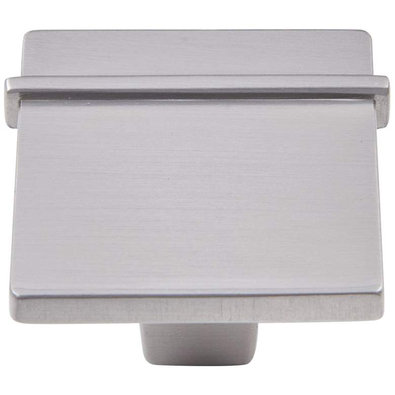 Image 1 Newbury Satin Nickel Metal 1 1/4" Wide Square Cabinet Knob