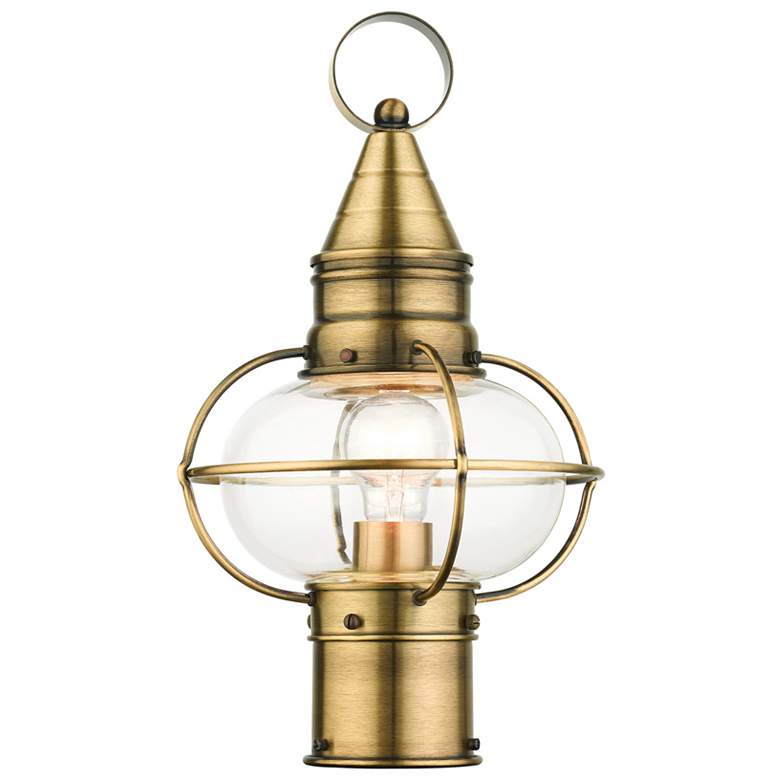 Image 1 Newburyport 1 Light Antique Brass Outdoor Post Top Lantern