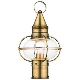 Image1 of Newburyport 1 Light Antique Brass Outdoor Post Top Lantern