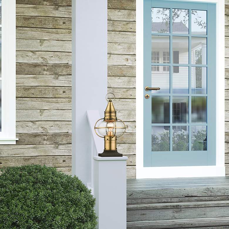Image 3 Newburyport 1 Light Antique Brass Outdoor Post Top Lantern more views