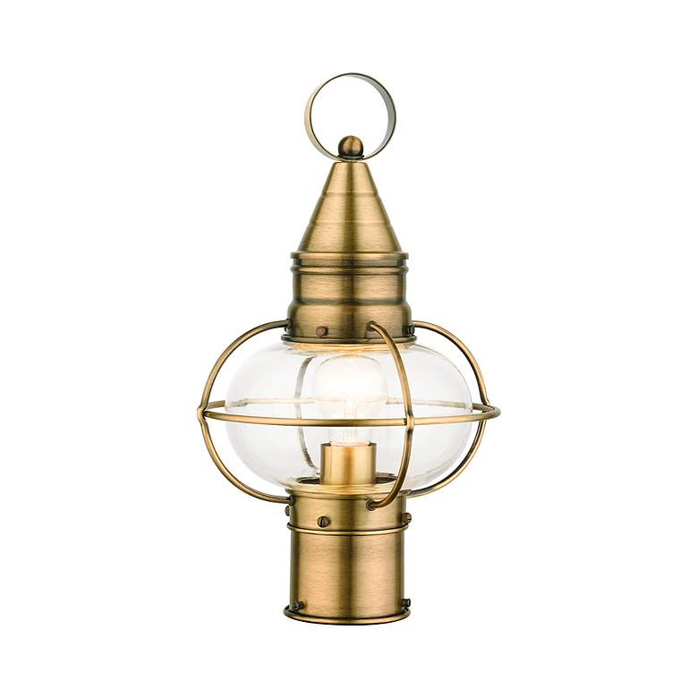 Image 5 Newburyport 1 Light Antique Brass Outdoor Post Top Lantern more views