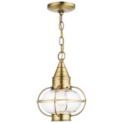 Newburyport 11 3/4" High Antique Brass Outdoor Hanging Light