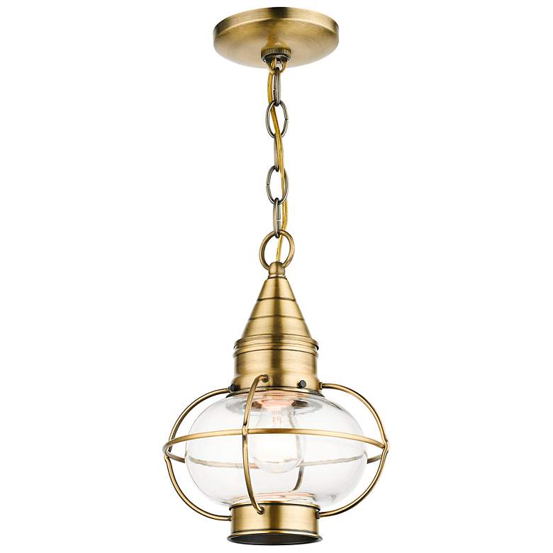 Image 7 Newburyport 11 3/4" High Antique Brass Outdoor Hanging Light more views