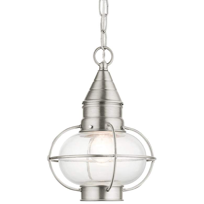 Image 3 Newburyport 11 3/4"H Brushed Nickel Outdoor Hanging Light