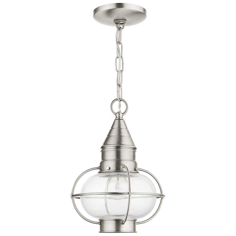 Image 7 Newburyport 11 3/4"H Brushed Nickel Outdoor Hanging Light more views