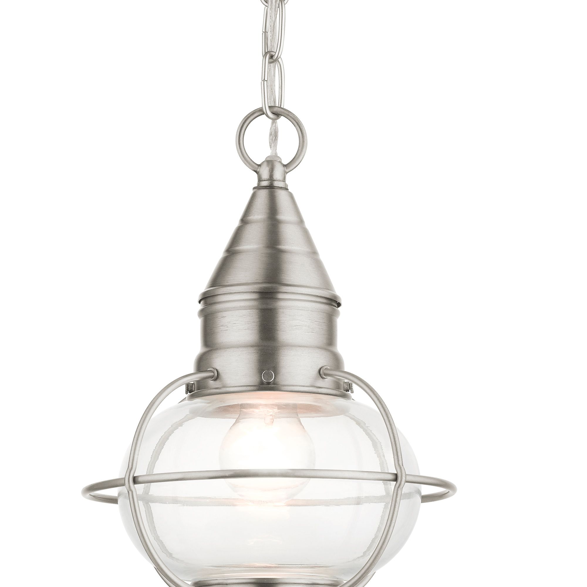 Newburyport 11 3/4"H Brushed Nickel Outdoor Hanging Light in scene