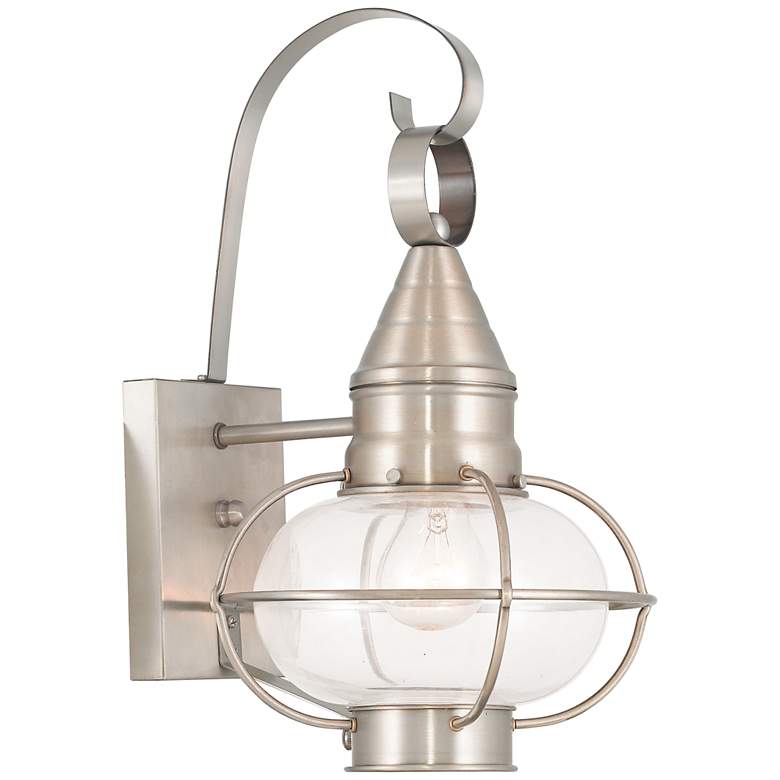 Image 2 Newburyport 14 3/4 inch High Brushed Nickel Outdoor Wall Light