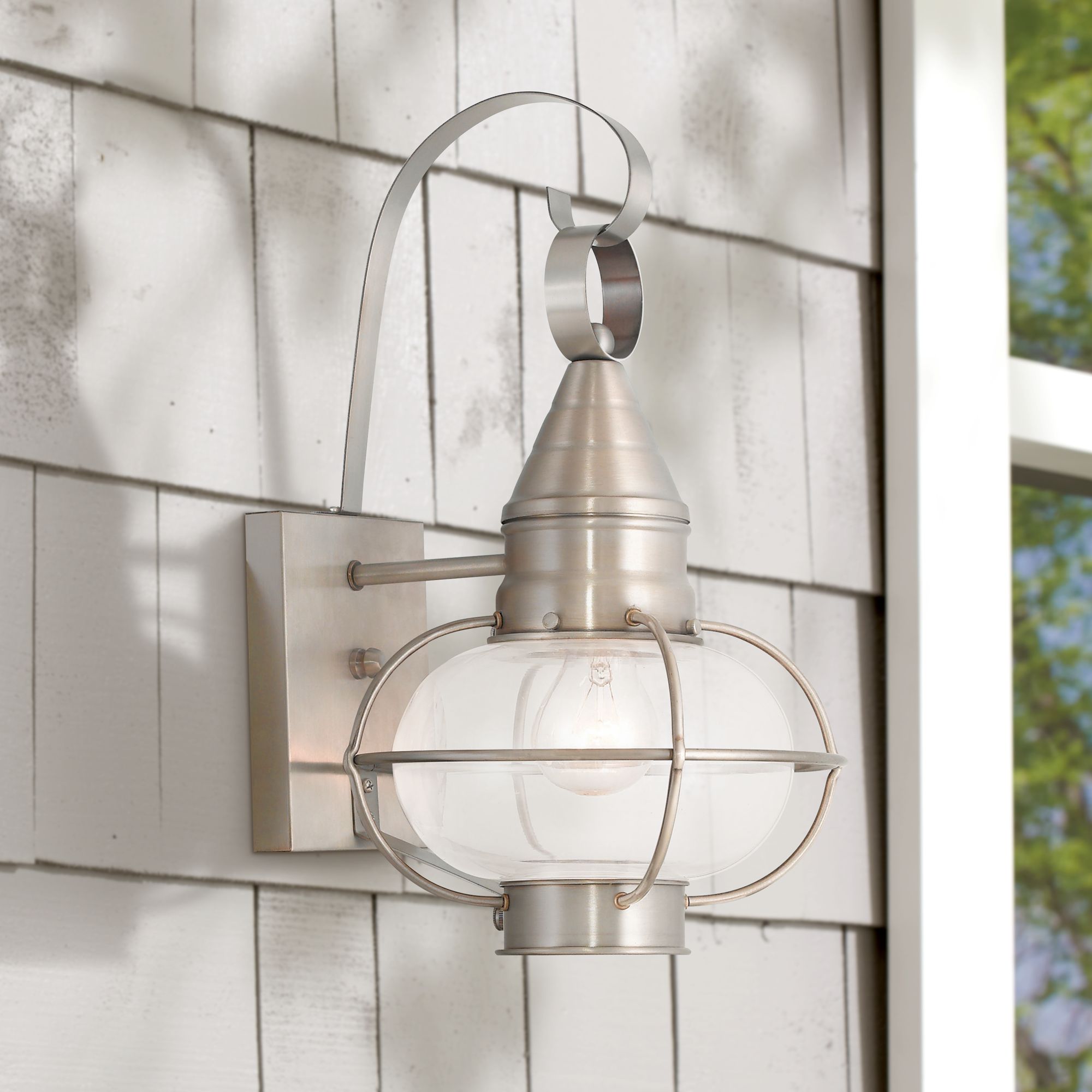 brushed nickel exterior light fixtures