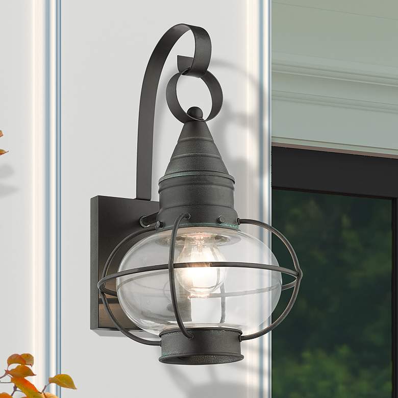 Image 2 Newburyport 14 3/4 inch High Charcoal Outdoor Lantern Wall Light
