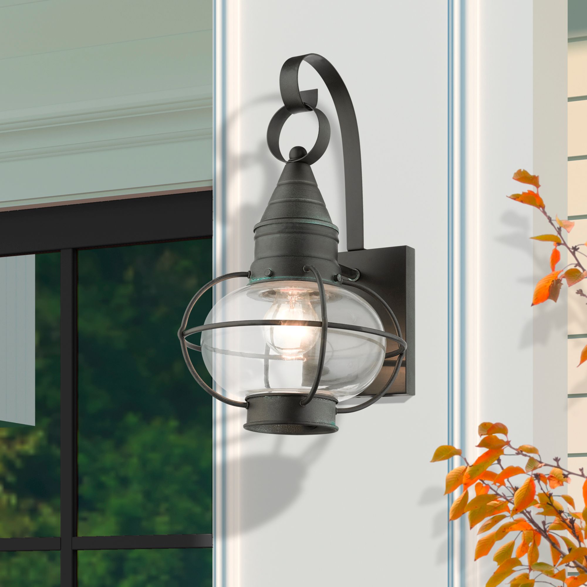 Newburyport 14 3/4" High Charcoal Outdoor Lantern Wall Light in scene