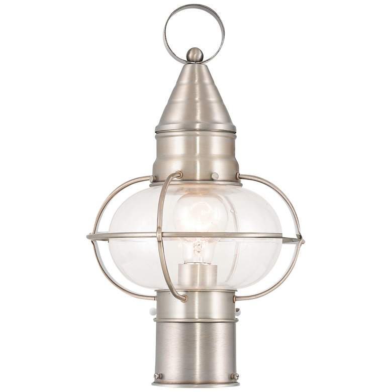 Image 1 Newburyport 15" High Brushed Nickel Outdoor Post Light