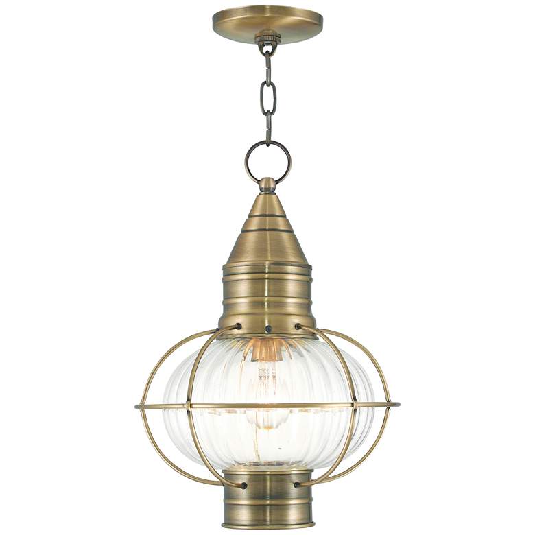 Image 1 Newburyport 16 3/4" High Antique Brass Outdoor Hanging Light