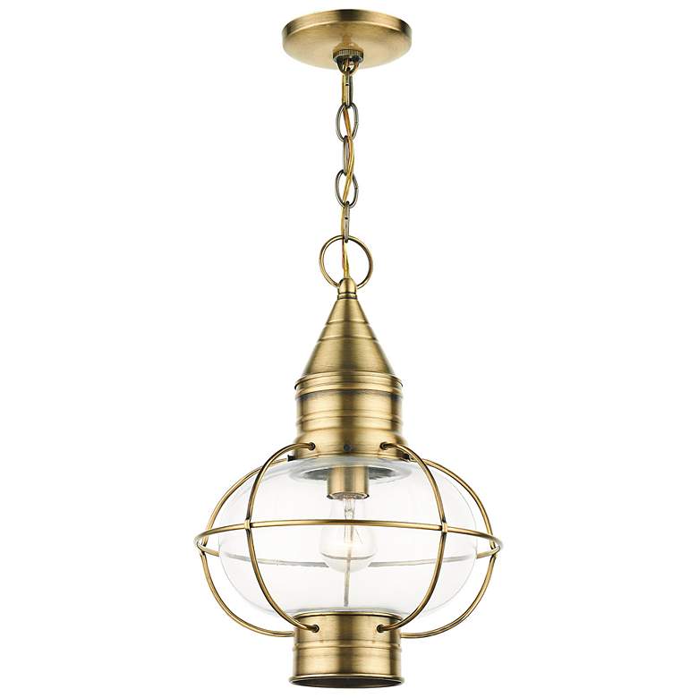 Image 6 Newburyport 16 3/4" High Antique Brass Outdoor Hanging Light more views