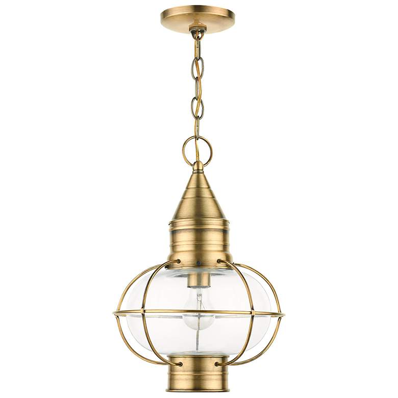 Image 7 Newburyport 16 3/4" High Antique Brass Outdoor Hanging Light more views