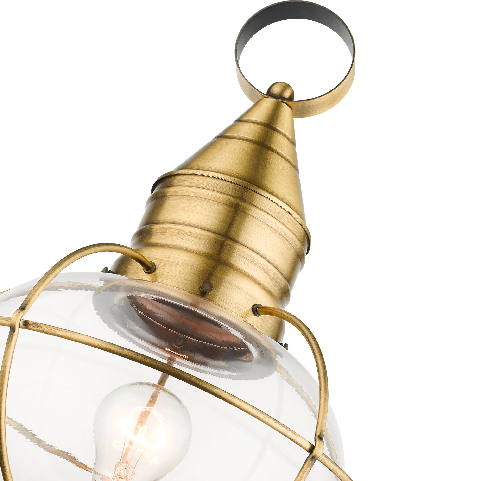 Image 6 Newburyport 19 3/4" High Antique Brass Outdoor Post Lantern more views