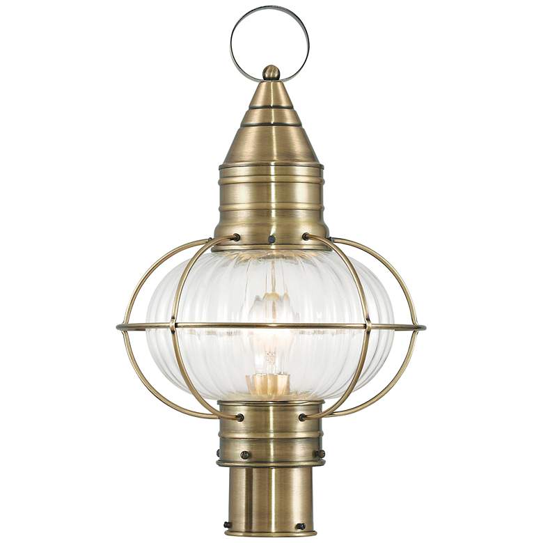 Image 1 Newburyport 19 3/4" High Antique Brass Outdoor Post Light