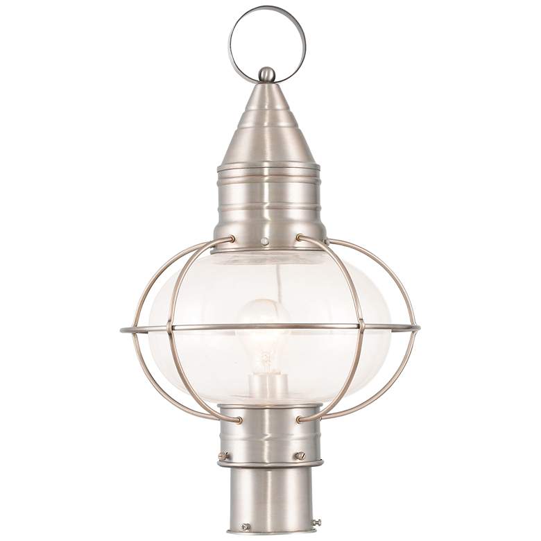 Image 1 Newburyport 19 3/4"H Brushed Nickel Outdoor Post Light