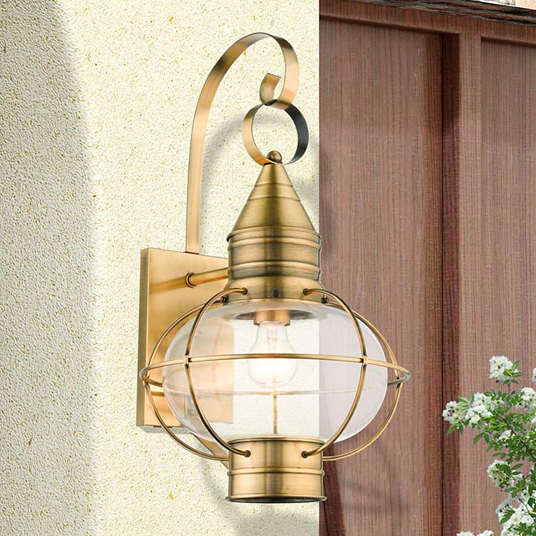 Image 1 Newburyport 20 1/2" High Antique Brass Outdoor Wall Lantern
