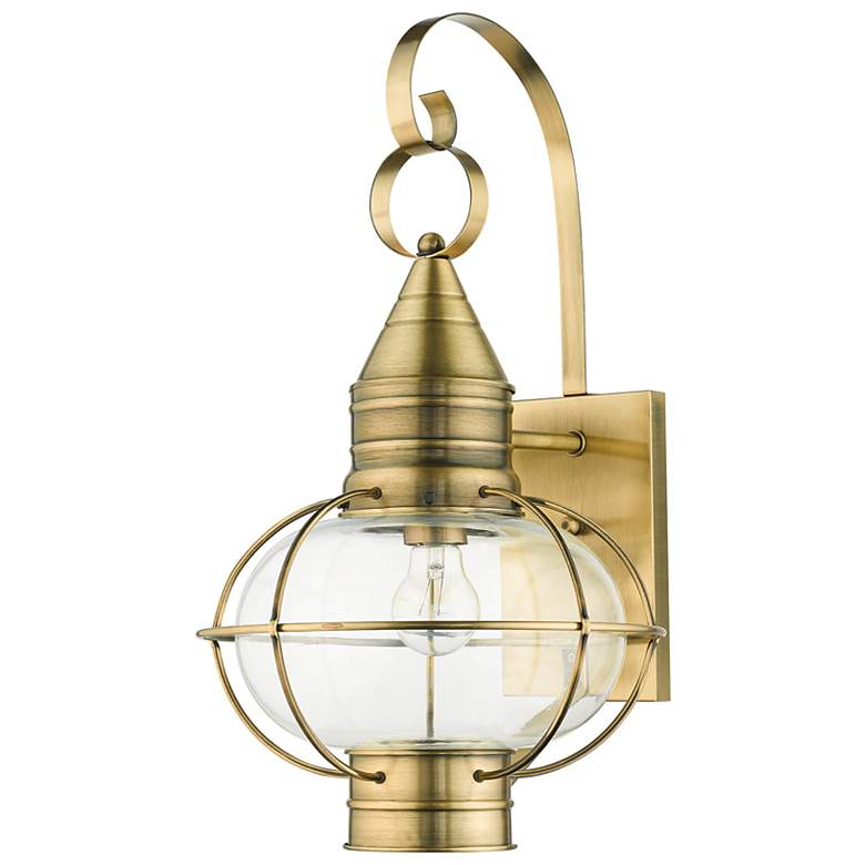Image 3 Newburyport 20 1/2" High Antique Brass Outdoor Wall Lantern more views