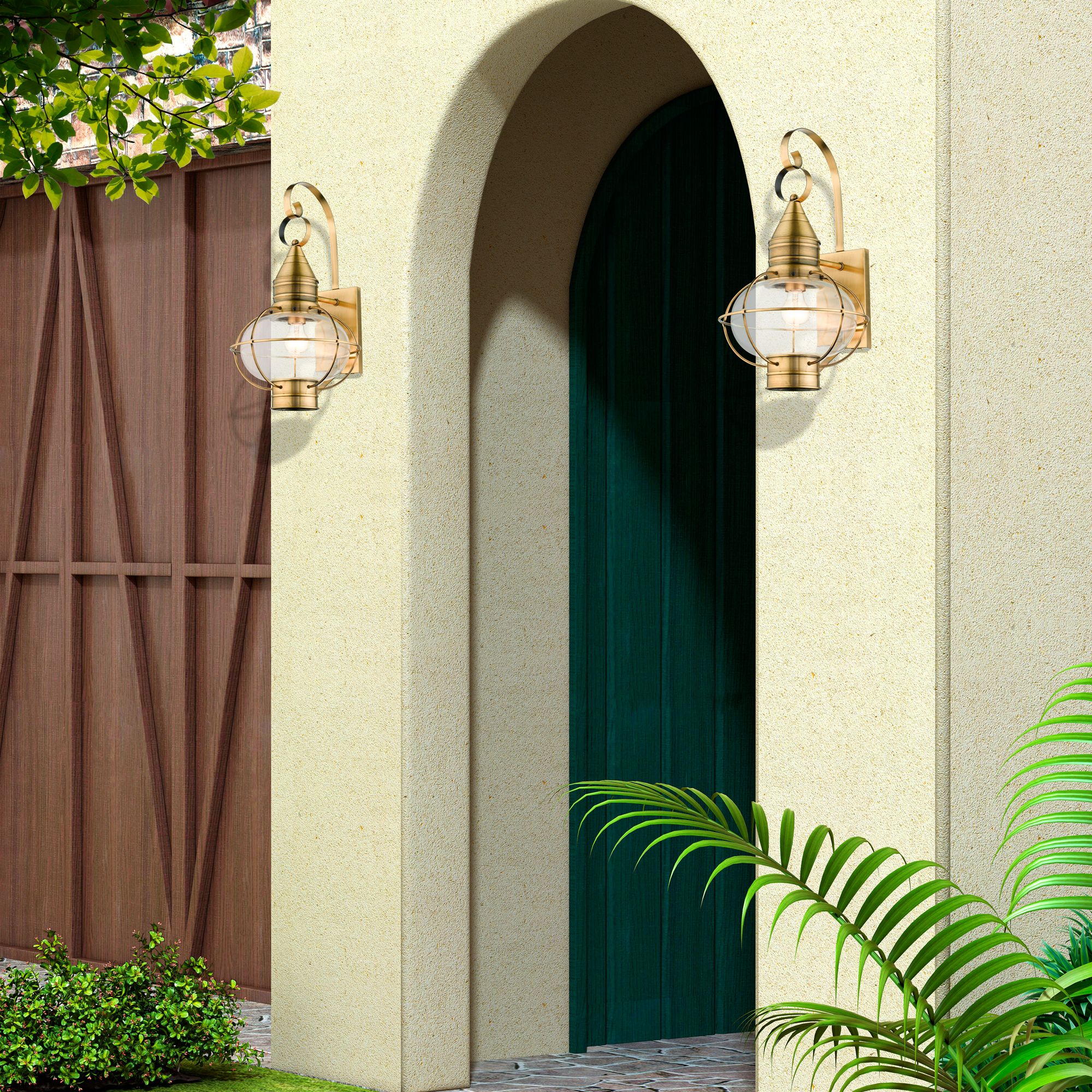 Newburyport 20 1/2" High Antique Brass Outdoor Wall Lantern