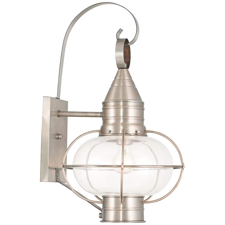 Image 1 Newburyport 20 3/4 inch High Brushed Nickel Outdoor Wall Light