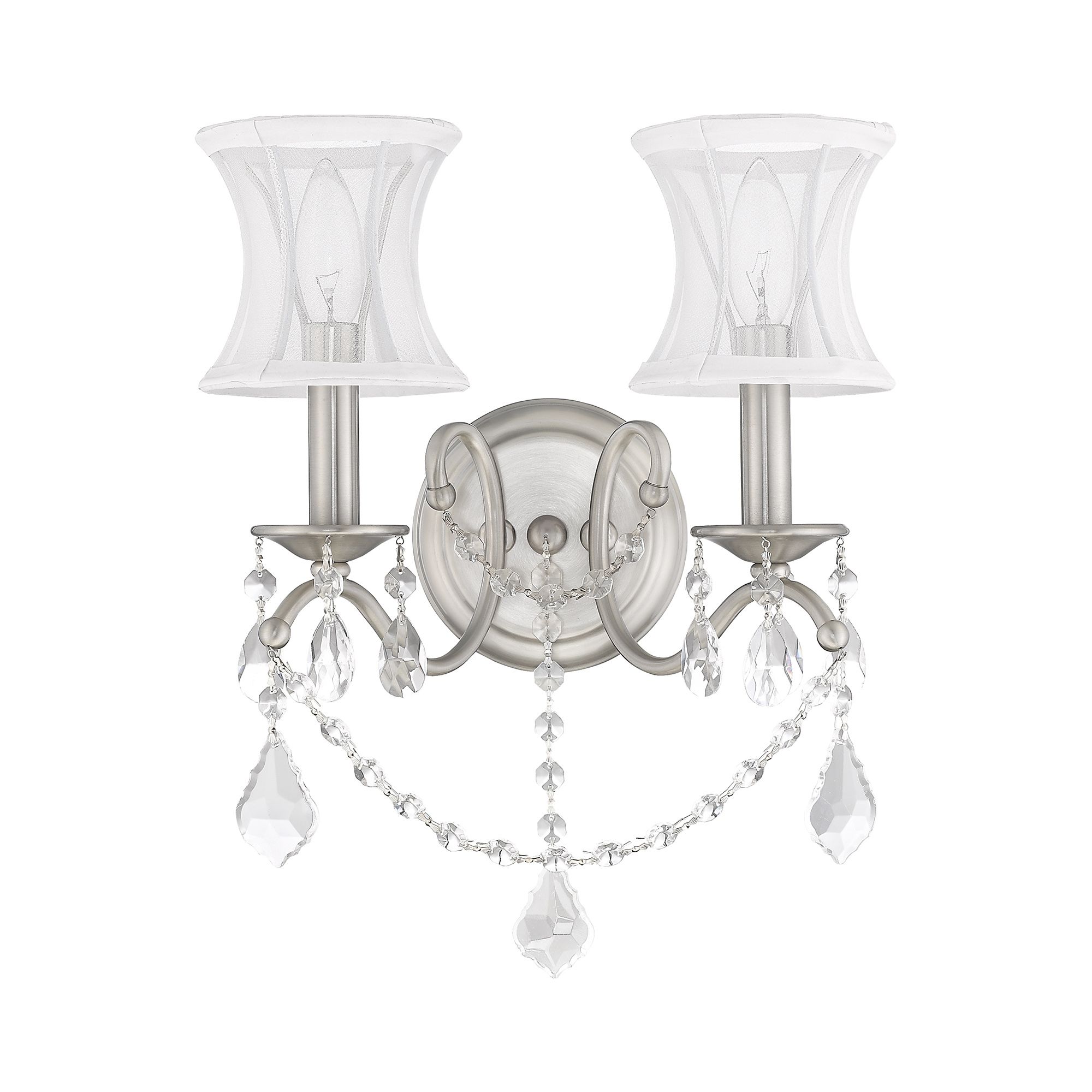 Image 3 Newcastle 12-in W 2-Light Brushed Nickel Arm Wall Sconce more views
