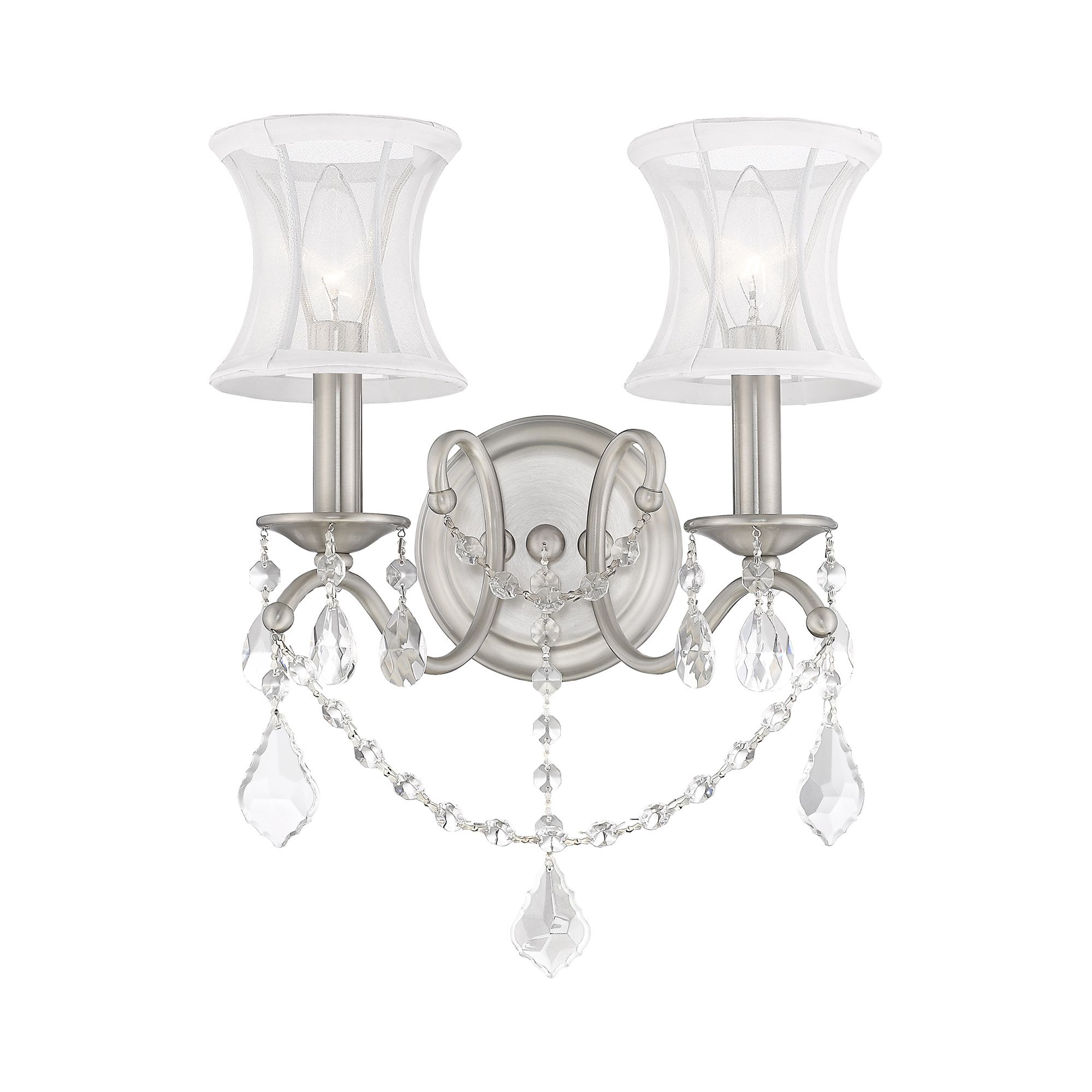 Image 4 Newcastle 12-in W 2-Light Brushed Nickel Arm Wall Sconce more views