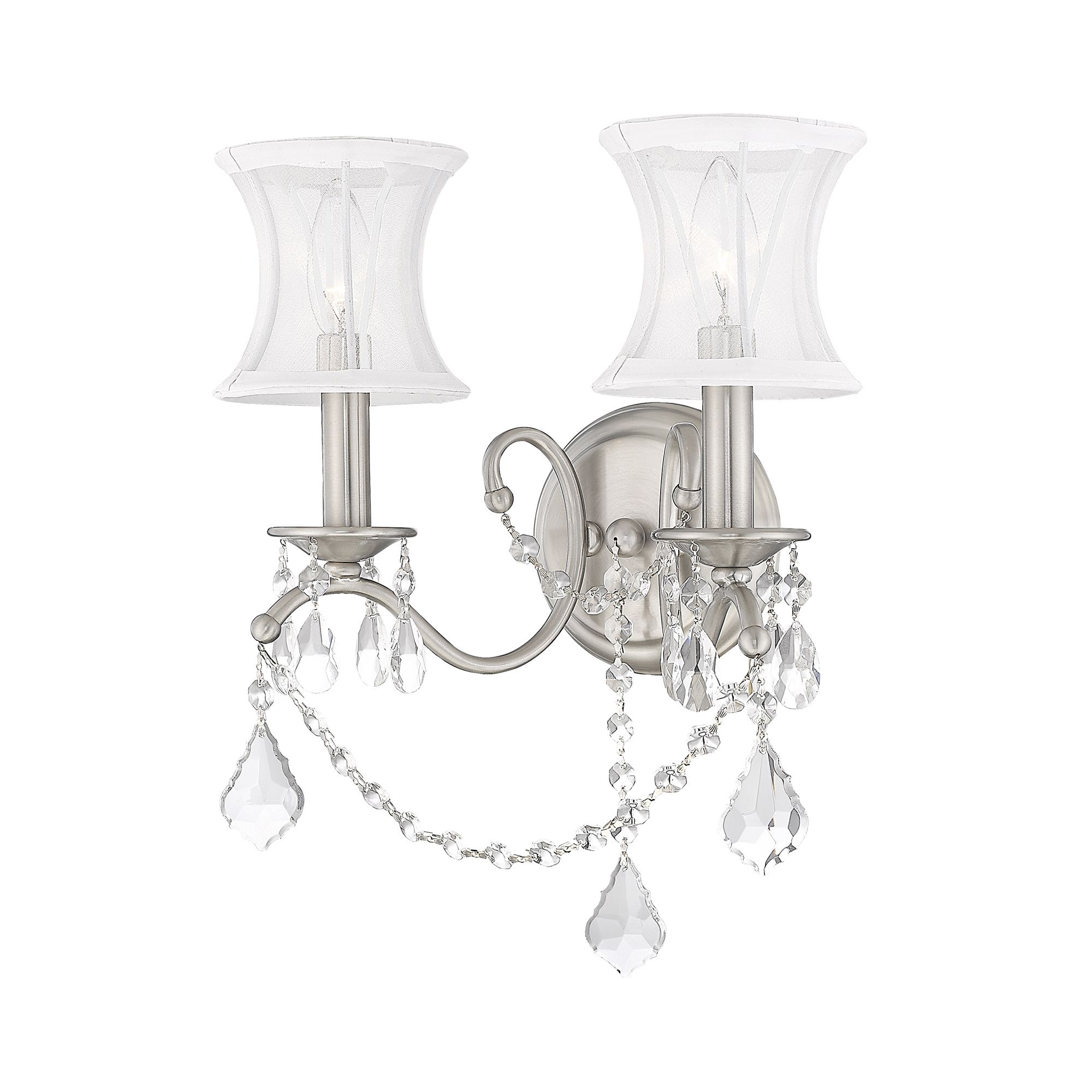 Image 5 Newcastle 12-in W 2-Light Brushed Nickel Arm Wall Sconce more views