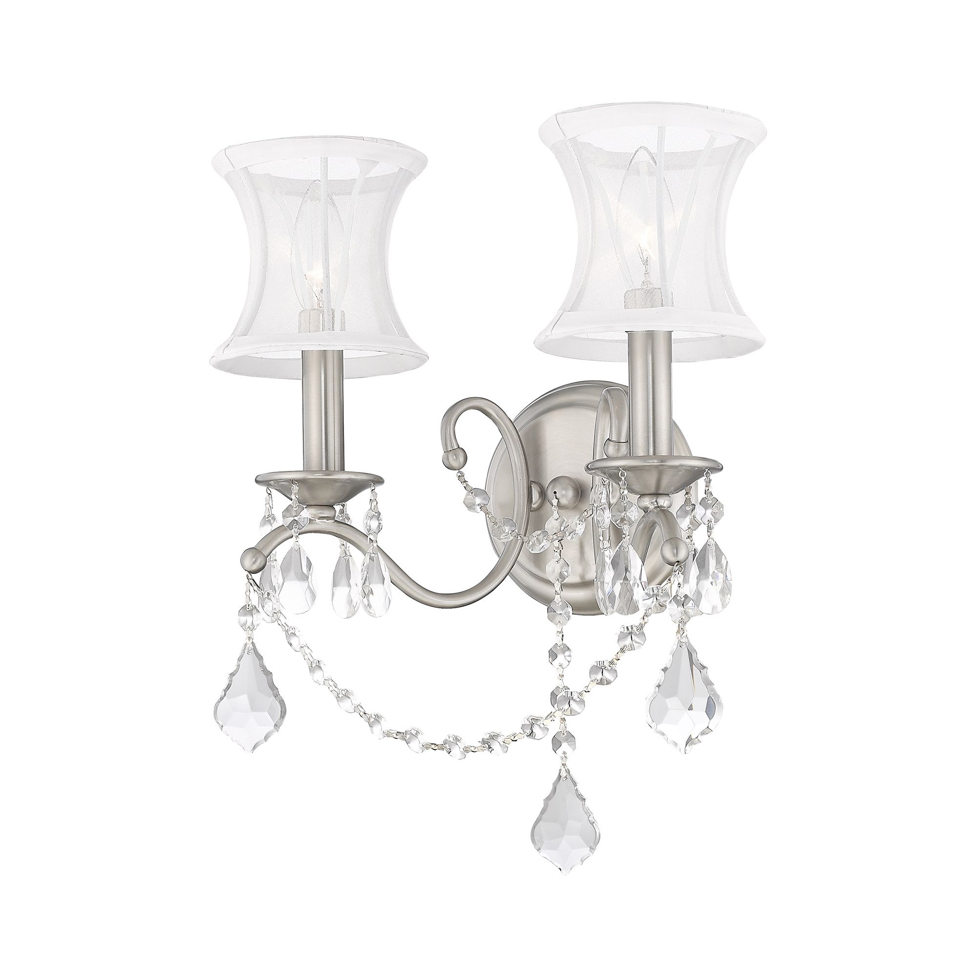 Image 6 Newcastle 12-in W 2-Light Brushed Nickel Arm Wall Sconce more views