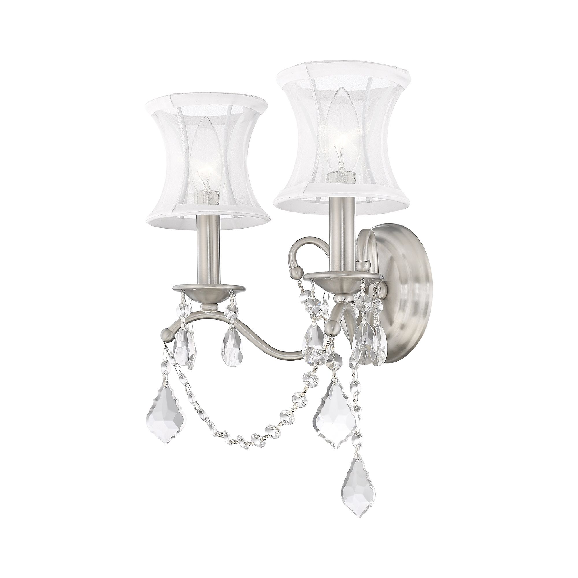 Image 7 Newcastle 12-in W 2-Light Brushed Nickel Arm Wall Sconce more views