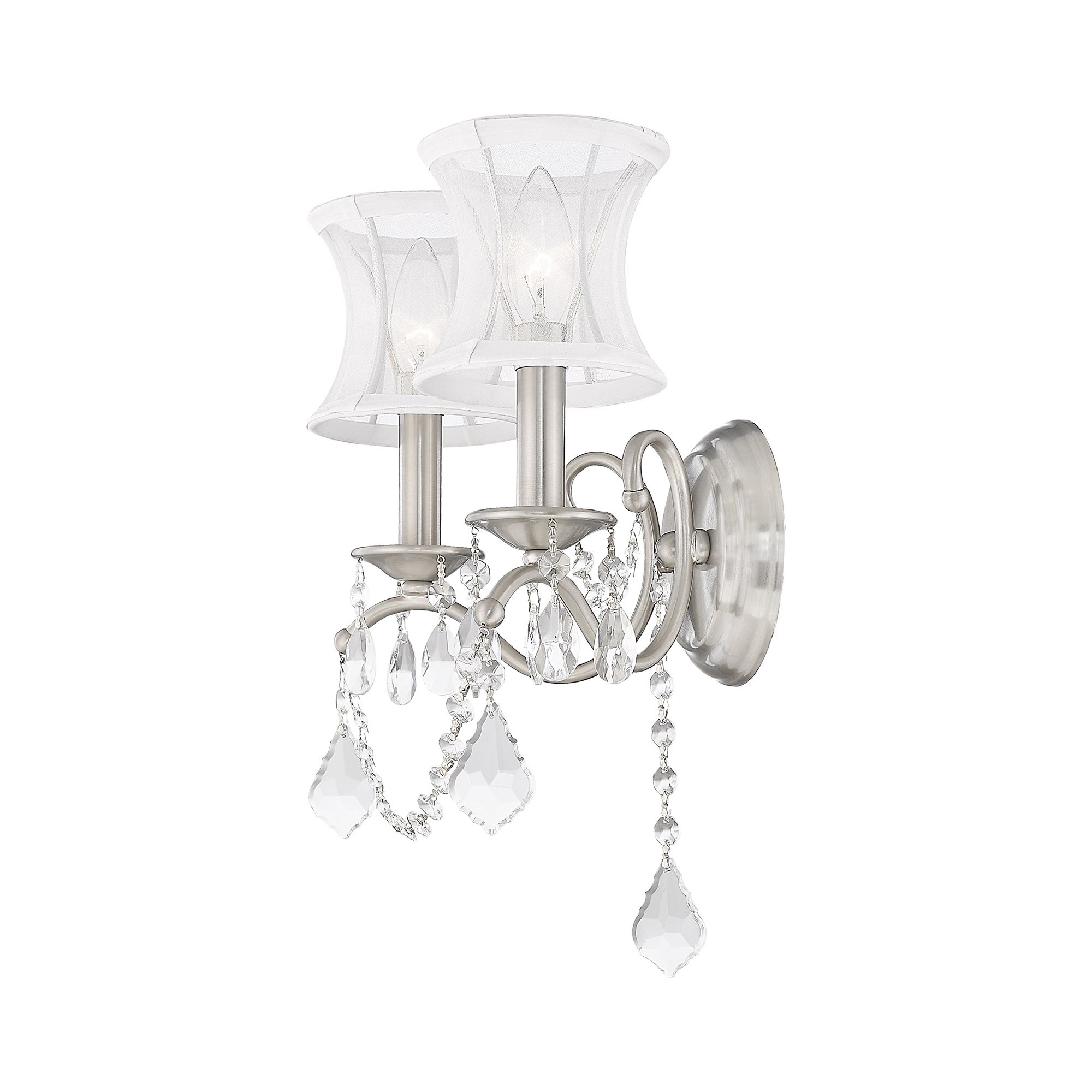 Newcastle 12-in W 2-Light Brushed Nickel Arm Wall Sconce