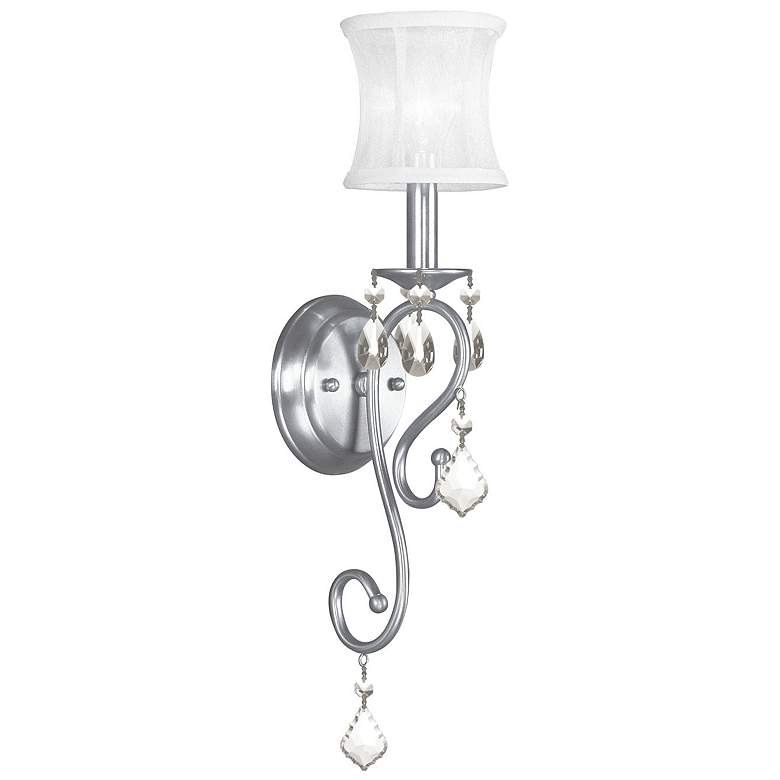 Image 2 Newcastle 4.5-in W 1-Light Brushed Nickel Crystal Accent Arm Wall Sconce