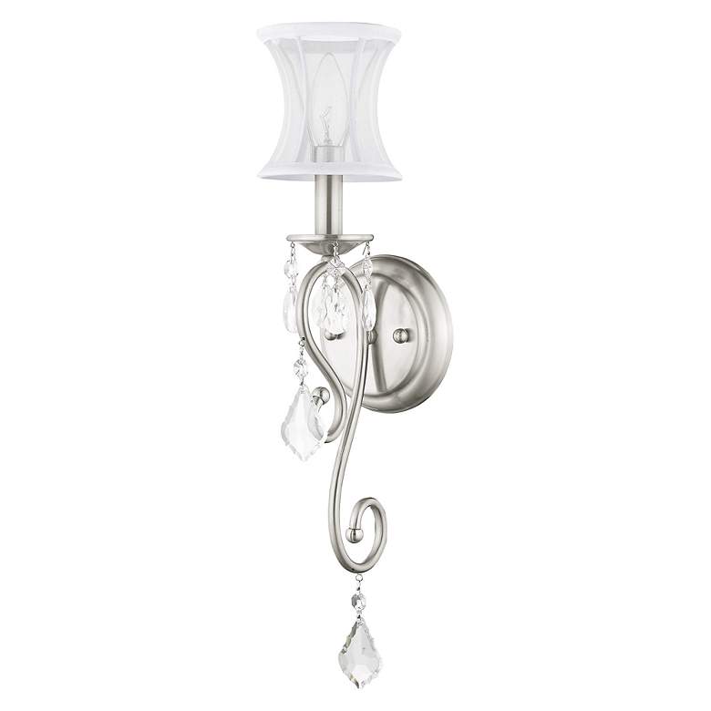 Image 3 Newcastle 4.5-in W 1-Light Brushed Nickel Crystal Accent Arm Wall Sconce more views