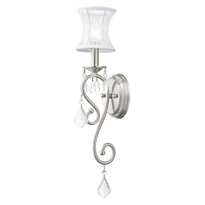 Image 4 Newcastle 4.5-in W 1-Light Brushed Nickel Crystal Accent Arm Wall Sconce more views