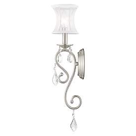 Image5 of Newcastle 4.5-in W 1-Light Brushed Nickel Crystal Accent Arm Wall Sconce more views
