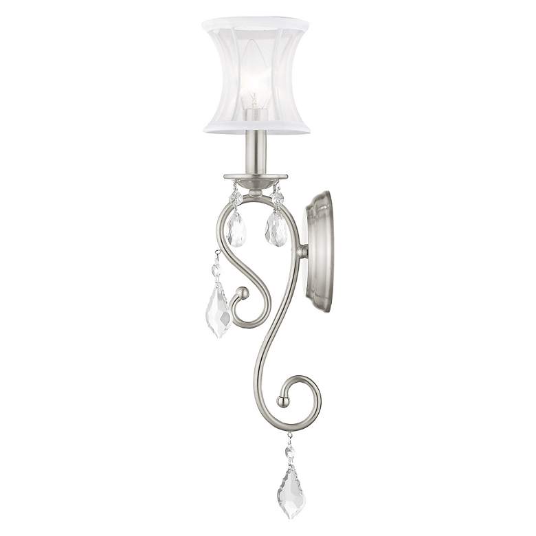Image 5 Newcastle 4.5-in W 1-Light Brushed Nickel Crystal Accent Arm Wall Sconce more views